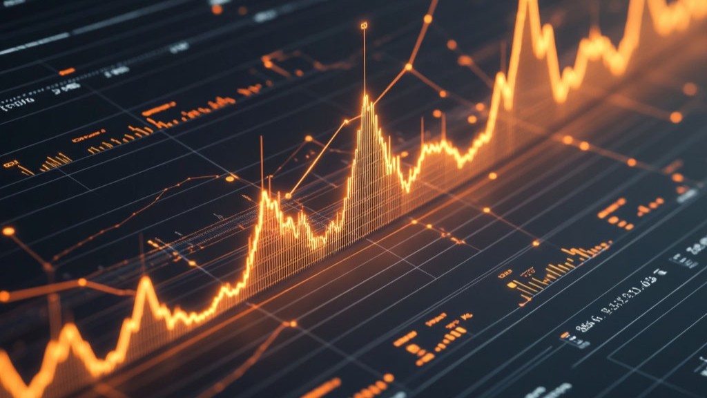Abstract data analytics dashboard with glowing upward trend lines and charts, representing insights, research, and education in financial and market analysis.